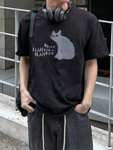 ドローイングキャットハーフTシャツ