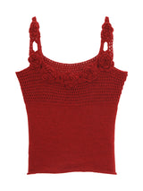 Summer knit flower sleeveless tee