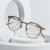 Knouun Round titanium glasses CODE. 104. B Brown N Gold
