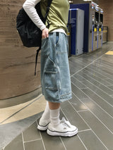 ローダブルニーバミューダデニムパンツ (3c)