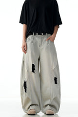 Gray Ripped Blade Jeans