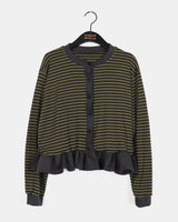 Peg Stripe Color Frill Cardigan