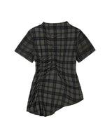 Plaid Smocking T-Shirt _ BLACK