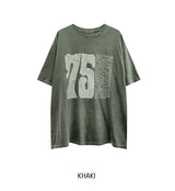 Pauline 75 レタリングピグメント半袖Tシャツ