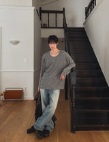 Deep Flow U-Neck Long Sleeve T-Shirt
