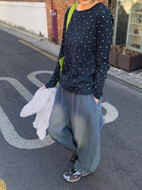 26SS★ [BAONHAUS]ソレアフラワーリブ長袖Tシャツ