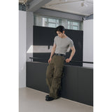 Signature leather cargo pants(Khaki)