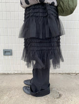 Samen Frill Tulle Banding Midi Skirt