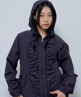 RIBBON SHIRRING WINDBREAKER (CHARCOAL)_F24ZA959
