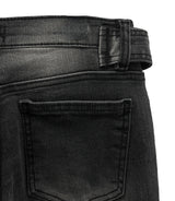 Belted washed bootcut black denim