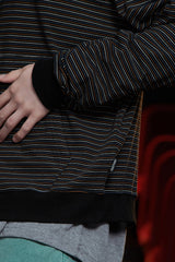 STRIPE LOGO HOODIE / BLACK