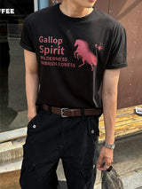 LMN フェザーホースクロップ半袖Tシャツ (3 colors)