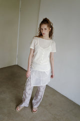 Linen rayon jacquard pants, Grey