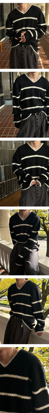 [F/W] ストライプアンゴラウォーマーニット(4色)