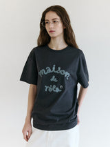 MAISON DE ROLA EMBROIDERY LOOSE FIT T-SHIRT CHARCOAL GRAY