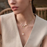 Natural Freshwater Pearl 925 Silver + 14k gold plating Necklace N054-01G