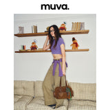 muva. Niche Multi‑Pocket Bowling Bag, Large‑Capacity Cowhide‑Velvet Zipper Shoulder Tote for School, New Arrival Sep 3