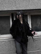 noir chic teddy fur jacket