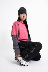 Slub crop layered tee
