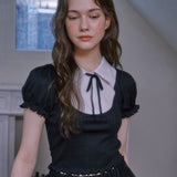 Lovely puff sleeve shirt - BLACK
