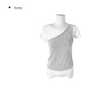 [SET] Resin Unbalanced Sleeveless One Shoulder Button Short Sleeve T-shirt