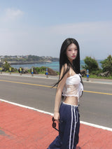 Lace Ribbon Cropped Sleeveless