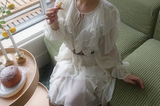 MOET RUFFLE CHIFFON DRESS WITH BELT (IVORY)