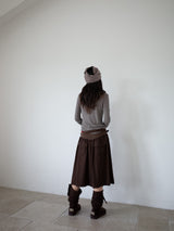 FLARE RIB SKIRT (BROWN)