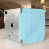 Blue Rain Dot Pattern Y-Fold iPad Case