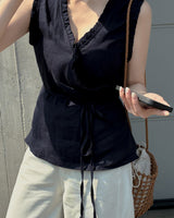 Moose linen frill blouse