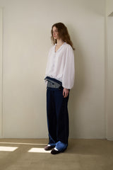 Ruffle shirring blouse_ivory