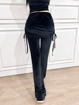 1072. Velvet shirring sk-pt (3color)