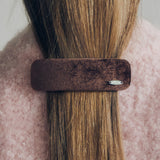 SQUARE VELVET HAIR PIN (BROWN)