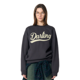 UNISEX DARLING刺繍入り裏起毛スウェットシャツ [CHARCOAL]