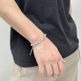  White leather chain layered bracelet