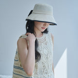 Ribbon Paper Wide Bucket Hat (Ivory)