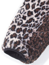 LEOPARD FLEECE ZIP-UP JACKET_Brown
