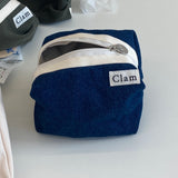 Clam round pouch _ Blue denim