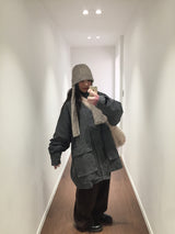 Shearling Overfit Cotton Field Jacket (2 Colors)
