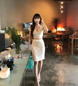 [ md pick ] nef puff & lace top + midi sk set