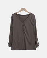 Tinel Shirring Roll-Up Long Sleeve T-Shirt