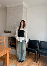 #BYレイヤードビスチェ＆シャツ+ストラップセット (2color)
