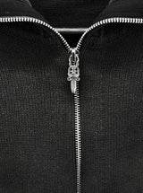 Hard high-neck washed knit zip-up