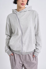 City stripe unbalance hood zip-up