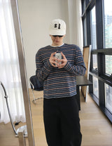 No.1662 snap henley neck stripe T