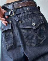 Sticky Stitch Back Cinch Denim Bermuda Shorts 2color
