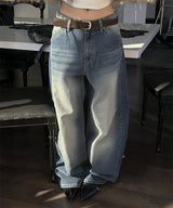 [Unisex] Curved wide denim pants(2color)