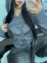 LETTERING TATTOO フーディー長袖Tシャツ 🧸🖤🩶3COLOR