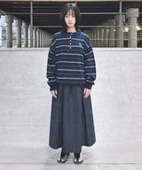 Gothic D Logo Stripe Collar Knit_Navy