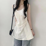Tully lace side shirring layered bustier mini dress